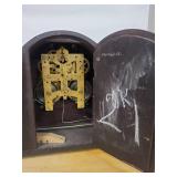 Antique Tambour Mantel Clock Dark Wood Case Mechanical Strike