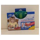 NEW THE FIRST YEARS TAKE & TOSS DOUBLE DUTY PLATES 4PK GREEN/BLUE