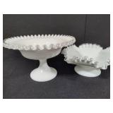 Fenton Silver Crest Pedestal Compote & Round Candy Dish