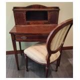 Antique Wood Desk & Victorian Style Chair