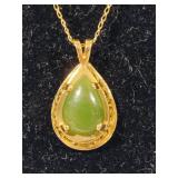 14K Gold Chain w/Jade Pendant