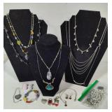 Assortment of Costume Jewelry & Sterling Necklace