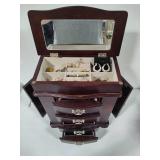 Wooden Jewelry Box Loaded with Jewelry