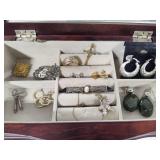 Wooden Jewelry Box Loaded with Jewelry