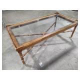 Bamboo Wood/Glass Coffee Table on Wheels