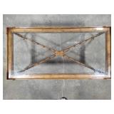 Bamboo Wood/Glass Coffee Table on Wheels