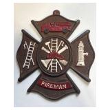 Cast Iron Fireman Plaque 9" Tall