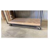 4-tier Rolling Steel Cart with wood shelves.