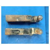 Two used steel trailer hitch ball mounts with 2' balls