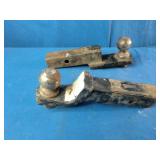 Two used steel trailer hitch ball mounts with 2' balls