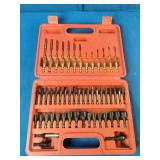 Mac Tools 52-piece 1/4' hex quick disconnect drill bit and driver set, typically housed in a red plastic case.
