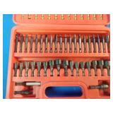 Mac Tools 52-piece 1/4' hex quick disconnect drill bit and driver set, typically housed in a red plastic case.