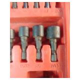 Mac Tools 52-piece 1/4' hex quick disconnect drill bit and driver set, typically housed in a red plastic case.
