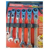 Craftsman 7-piece SAE locking flex-head ratcheting wrench set featuring 'Made in USA' branding.