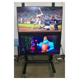 (2) 55' NEC MA551 MultiSync 4K UHD LED-Backlit LCD Monitors Mounted on a Peerless Heavy-Duty Rolling TV / Monitor Stand/Cart with HDMI Cablea - does NOT include Remote Controls