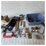 Misc tools, hammers, clamps, screws