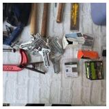 Misc tools, hammers, clamps, screws