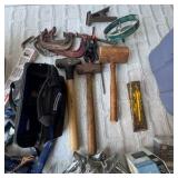 Misc tools, hammers, clamps, screws