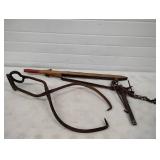Large Vintage Ice Tongs and Post Pullers