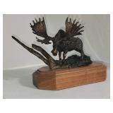 Rustic Bronze Moose Sculpture