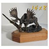 Rustic Bronze Moose Sculpture