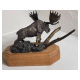 Rustic Bronze Moose Sculpture