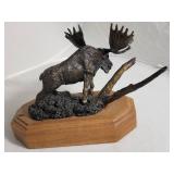 Rustic Bronze Moose Sculpture