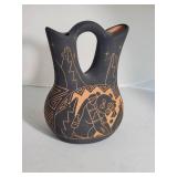 Native American Wedding Vase by Dala ~ Black and Terracotta Pottery