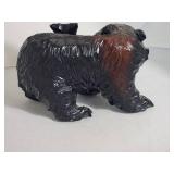 Hand Carved Black Bear with Salmon Sculpture