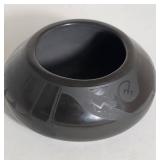 Signed Adakai Navajo Black on Black Avanyu Serpent Pottery Jar, as