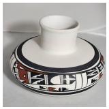 Southwestern White Pottery Vase with Red and Black Geometric Design