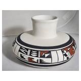 Southwestern White Pottery Vase with Red and Black Geometric Design