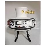 Southwestern White Pottery Vase with Red and Black Geometric Design