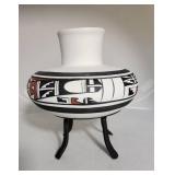Southwestern White Pottery Vase with Red and Black Geometric Design