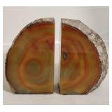 Brown Agate Geode Bookends