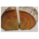 Brown Agate Geode Bookends