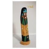 Signed Hopi Black Face Warrior Woman Kachina Doll