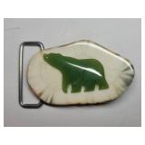 Carved Jade Green Belt Buckle