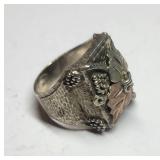 BHG Sterling & Rose Gold Grapevine Ring ~ Size 8, 13g
