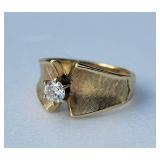 14K Yellow Gold Diamond Solitaire Ring ~ Size 6, 4g