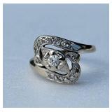 14K White Gold Diamond Cocktail Ring ~ Size 5, 4g