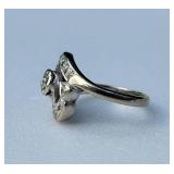 14K White Gold Diamond Cocktail Ring ~ Size 5, 4g