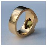 14K Yellow Gold Topaz Ring with Diamond Accents, Size 9.5, 19g