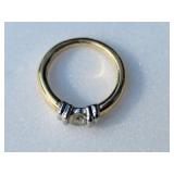 14K Yellow & White Gold Diamond Solitaire Ring ~ Size 4.5, 4g