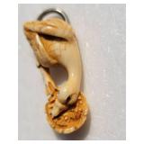 Signed Carved Japanese Goose Netsuke Button
