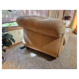 Cream Tufted Leather Sofa with Rolled Arms