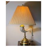 Brass and Ram Horn Style Table Lamp