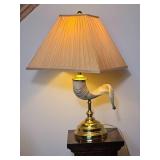 Brass and Ram Horn Style Table Lamp
