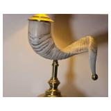 Brass and Ram Horn Style Table Lamp