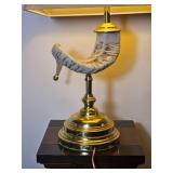 Brass and Ram Horn Style Table Lamp